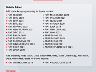 Obdstar Fiat Immo Update