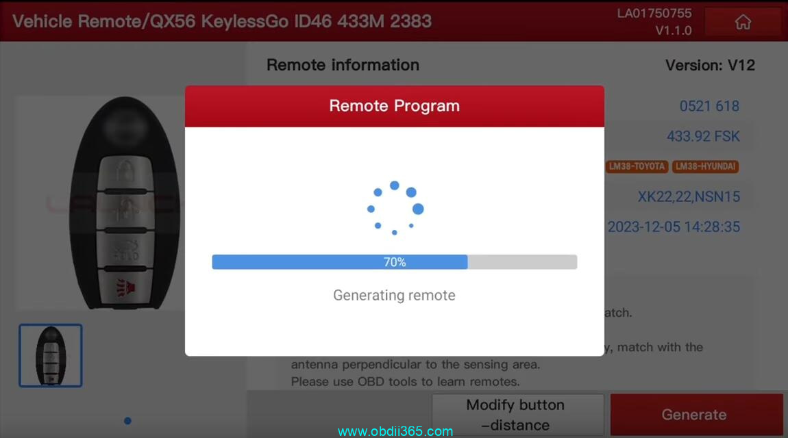 Launch X431 Generate Nissan Remote 8