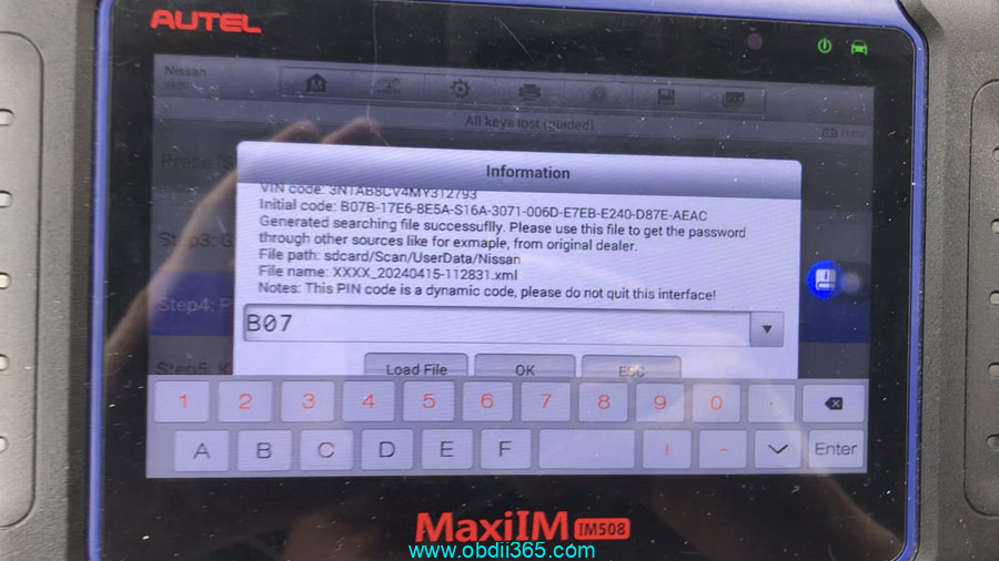 Autel Im508 Nissan Sentra 2021 Pin Code