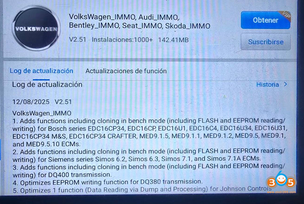 Autel IM508 Adds EDC16 ME9 Cloning