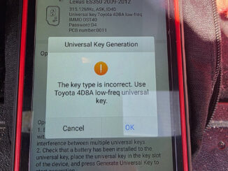 Autel Km100 Incorrect Toyota Key 1