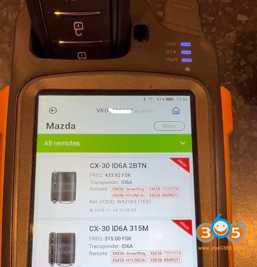 Xhorse Clone Mazda Cx30 2020 Smart Key 3